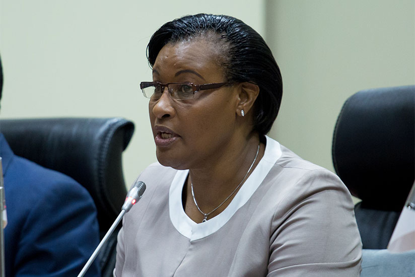 Speaker Mukabalisa addresses Parliament during a session last year. / File