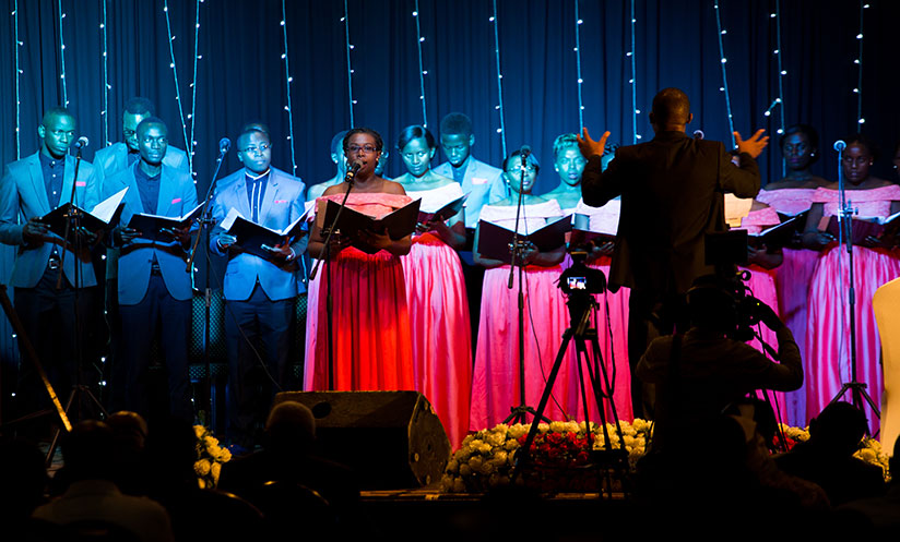 Kigali International Choir sings one of their songs called Alleluia the Majesty during celebrations to mark 10 years of the choir. / Timothy Kisambira