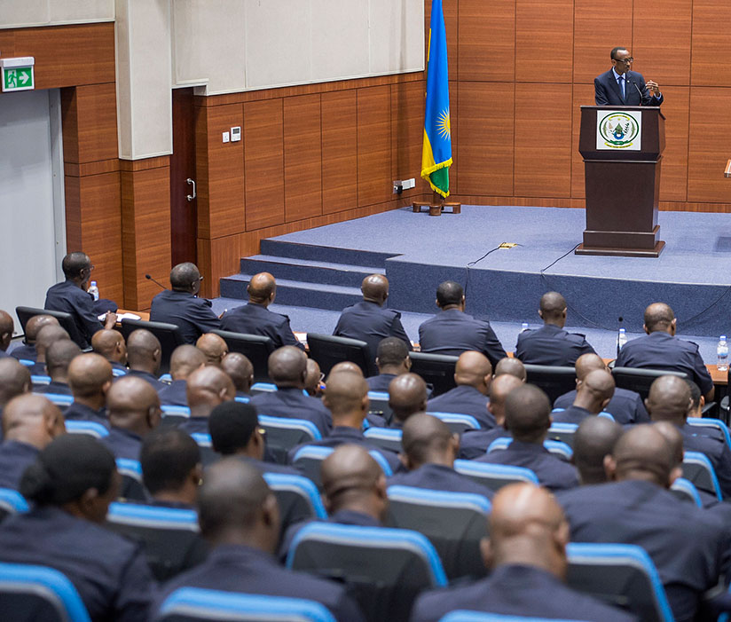 President Paul Kagame addressing  the 'Police High Council'