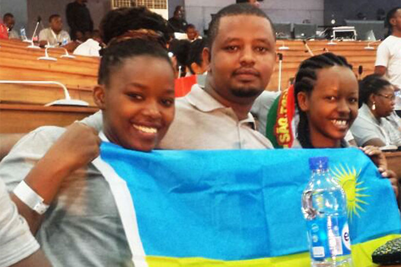 Ishimwe (right) and the other two local start-up operators at the TEEP forum in Lagos last year.