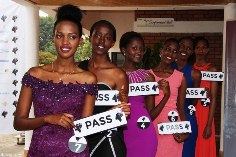 The six Miss Rwanda 2017 contestants from the Northern Province on Sunday. (Faustin Niyigena)rn
