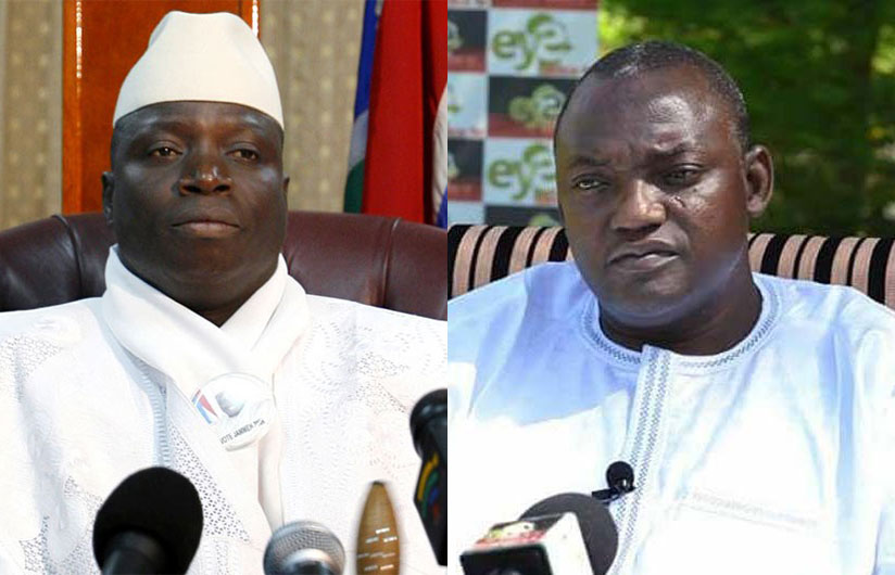 The Gambia's president-elect Adama Barrow (right) and defeated incumbent Yahya Jammeh, whose mandate officially ends today. / Internet photos