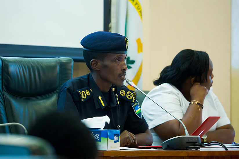Assistant Commissioner of Police (ACP) Morris Murigo addresses senators. / Timothy Kisambira