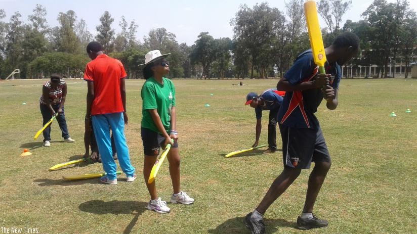 The local coaches during a practical session at Kicukiro cricket ground. P. Kabeera