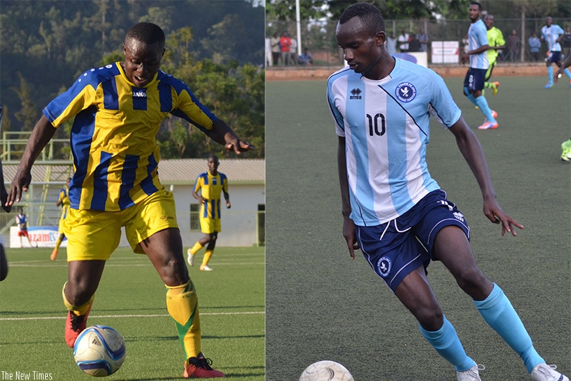 Michel Ndahinduka (L) will lead AS Kigali attacking line against Police FC, whose lead striker Dany Usengimana (R) will be seeking to add to his tally of 8 goals this season. S. Ngendahimana