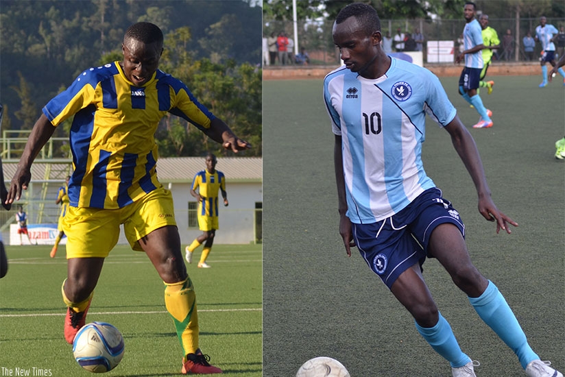 Michel Ndahinduka (L) will lead AS Kigali attacking line against Police FC, whose lead striker Dany Usengimana (R) will be seeking to add to his tally of 8 goals this season. S. Ngendahimana
