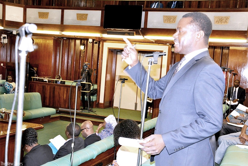 MP Bernard Mulengani speaks during the debate in Kampala. Courtesy.