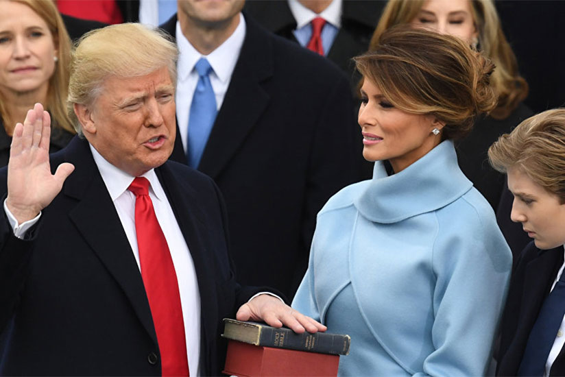 Trump swears in as 45th US president using two Bibles held for him by Melania. / Internet photo