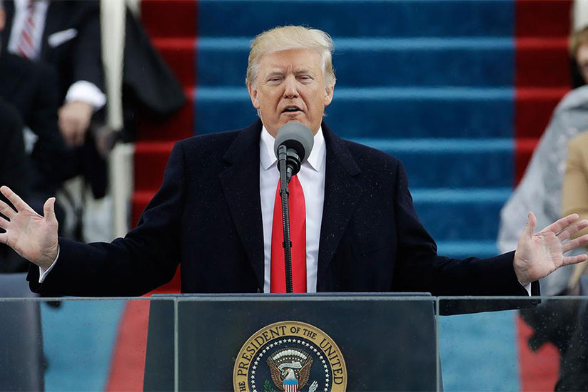 US President Donald Trump delivers his inaugural speech. / Internet photo