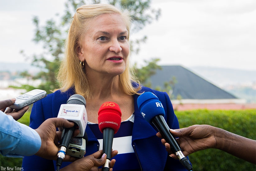 Canada High Commissioner to Rwanda, Sara Hradecky speaks to the media. (All photos by Faustin Niyigena)