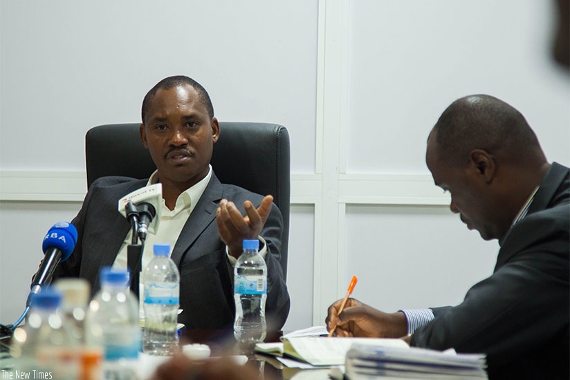 Sano addresses the media during the news conference in Kigali yesterday. (Photos by N. Imbabazi)