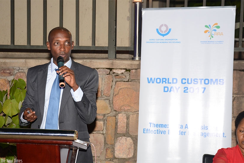Commissioner General RRA, Richard Tusabe, speaks at the event. Courtesy.