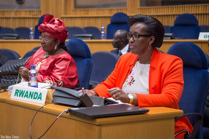First Lady Jeannette Kagame attends the 18th General Assemby closed session of organisation of African First Ladies Against HIV/AIDS (OAFLA) in Addis Ababa, Ethiopia, yesterday. 