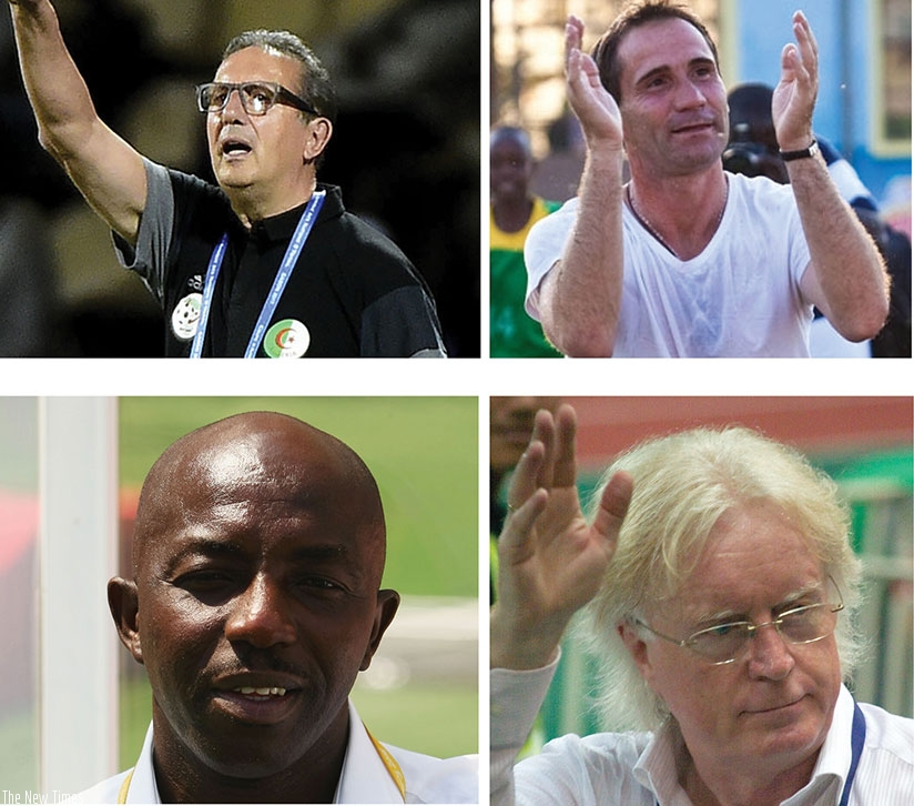 (TOP L-R): Georges Leekens and Didier Gomes da Rosa and belowrnSamson Siasia and Winfried Schafer are Some of the coaches who applied for the Amavubi job (Courtesy)rn