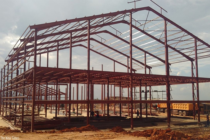 Ongoing construction activities at the Gatare Tea Factory. The factory is expected to start operations by the end of July.  (Frederic Byumvuhore)