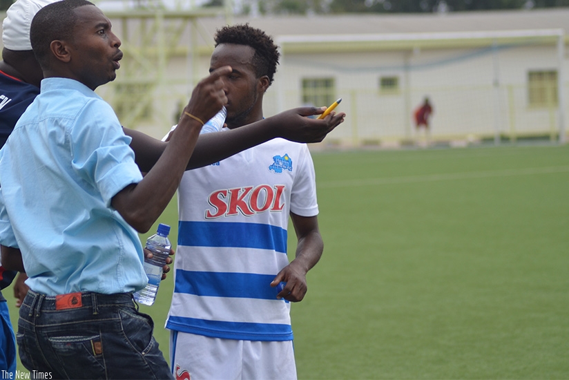 Rayon Sports coach, Djuma Masudi, gives instructions during a local league game against Pepiniere. His side are favourites to advance to the next round. (S. Ngendahimana)