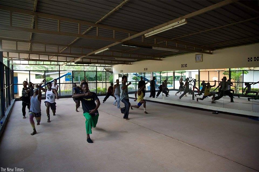 Dancers rehearsing recently at the Kigali sports club. (Courtesy)