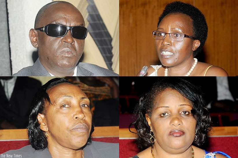  EALA legislators, clockwise from top left, Dr Ndahiro, Dr Nyiramilimo, Nyirahabineza, and Hajabakiga, and Ndikuryayo (not pictured) will not be eligible for re-election. File.