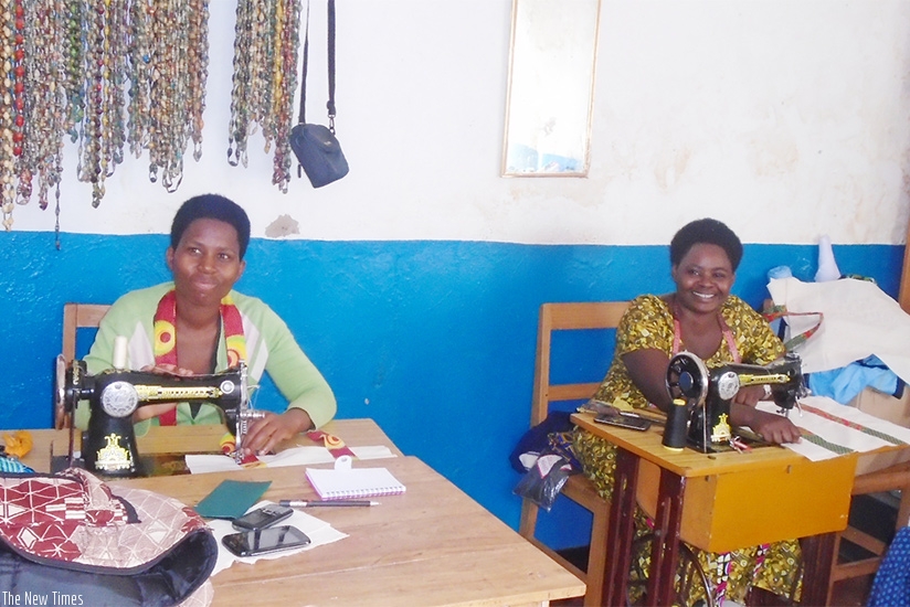 Women in the tailoring room.  (Photos by L. Atieno)