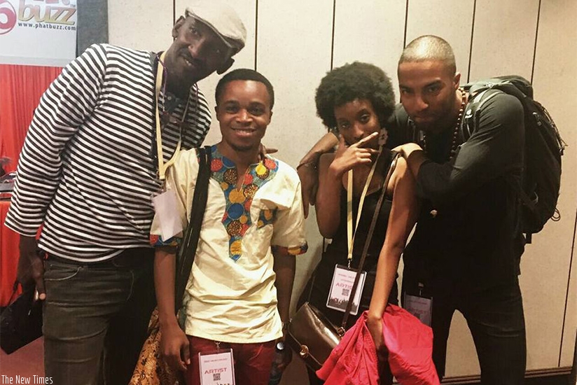 L-R: DJ Eric Soul, Deo Munyakazi, Angel Mutoni and a colleague at the ONGEA summit. (Courtesy)