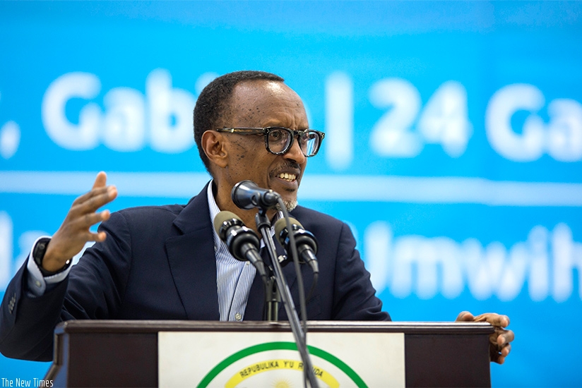 President Kagame addresses government officials at the launch of the 14th National Leadership Retreat yesterday. (Village Urugwiro)