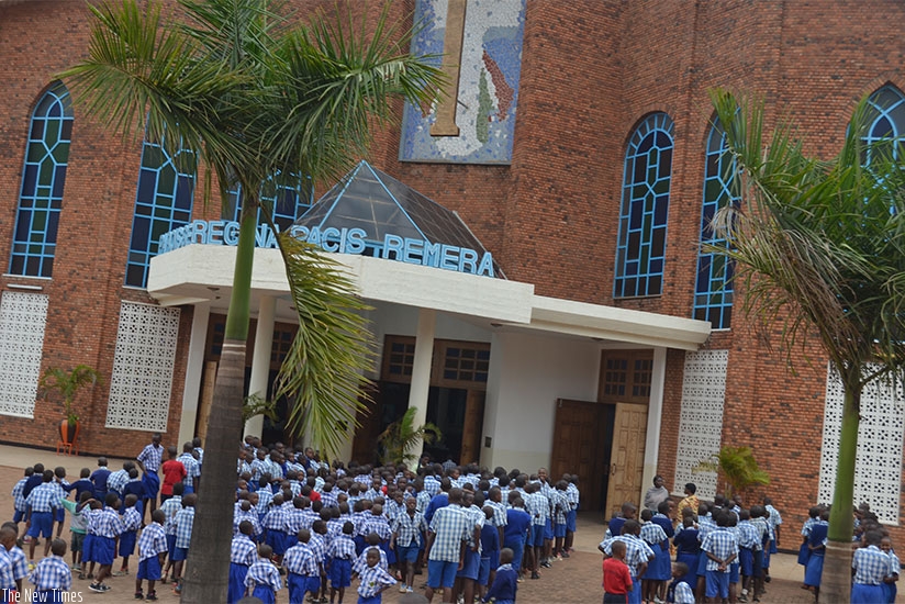 Students attend the Ash Wednesday mass at Regina Pacis in Remera yesterday. (Photos by Diane Mushimiyimana)