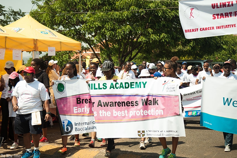 A breast cancer awareness walk in Kigali. (Nadege Imbabazi)