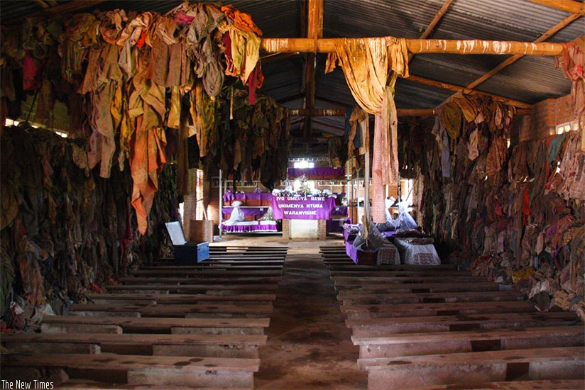 Inside the Ntarama Catholic Church that has since become a memorial site. Ngombwa is accused of having a hand in the massacre of over 5000 victims here. (Net photo)