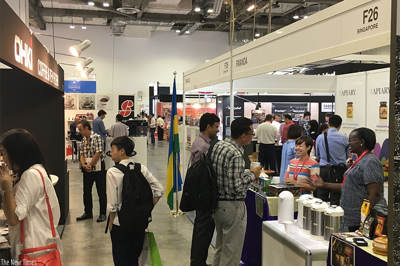The Rwandan stand at the 2017 International Coffee and Tea Expo in Singapore. (Courtesy)