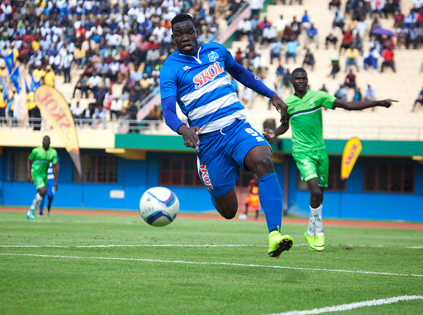 Malian striker Mousa Camara, pictured here in action against South Sudan's Al Wau Salaam last month at Amahoro National Stadium, will lead the line for Rayon against his compatriot....