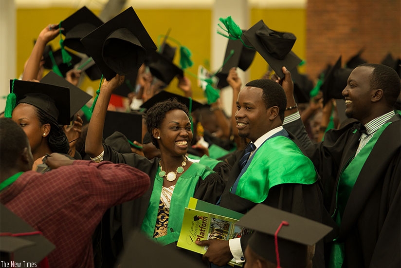  Some of the graduates at Petit Stade Remera, yesterday. Timothy Kisambira. 