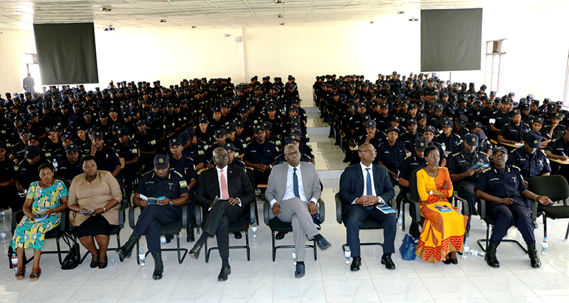 Minister Johnston Busingye, his visiting counterpart of Mali, Mamadou Ismaila Konate, IGP Emmanuel K. Gasana and other officials during the 8th Women Police Convention