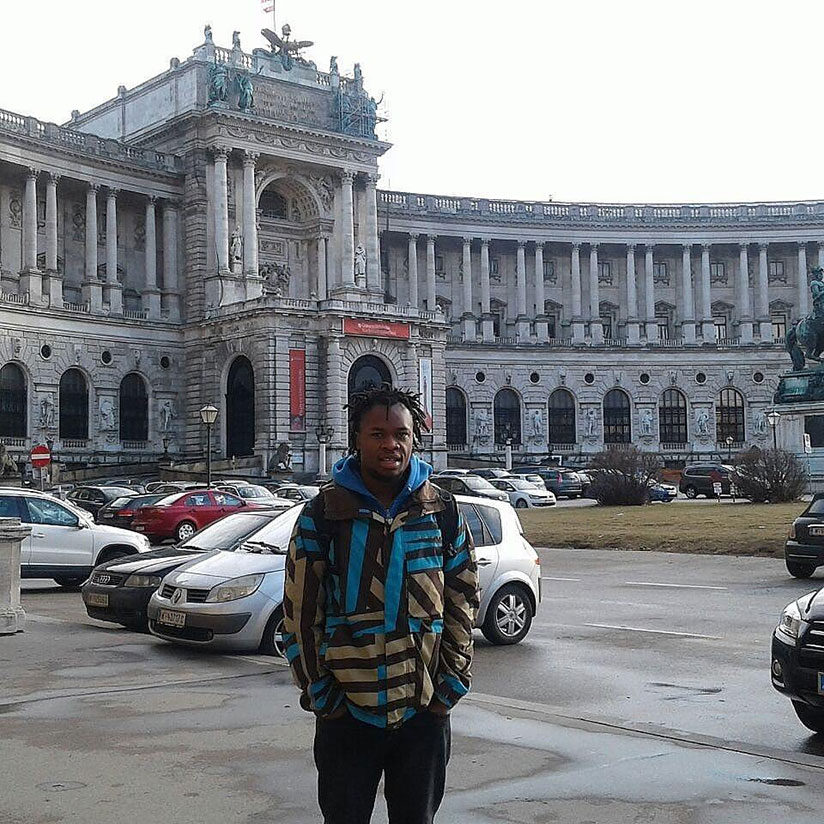 Karekezi stands in front of the National Library in Vienna. / Courtesy