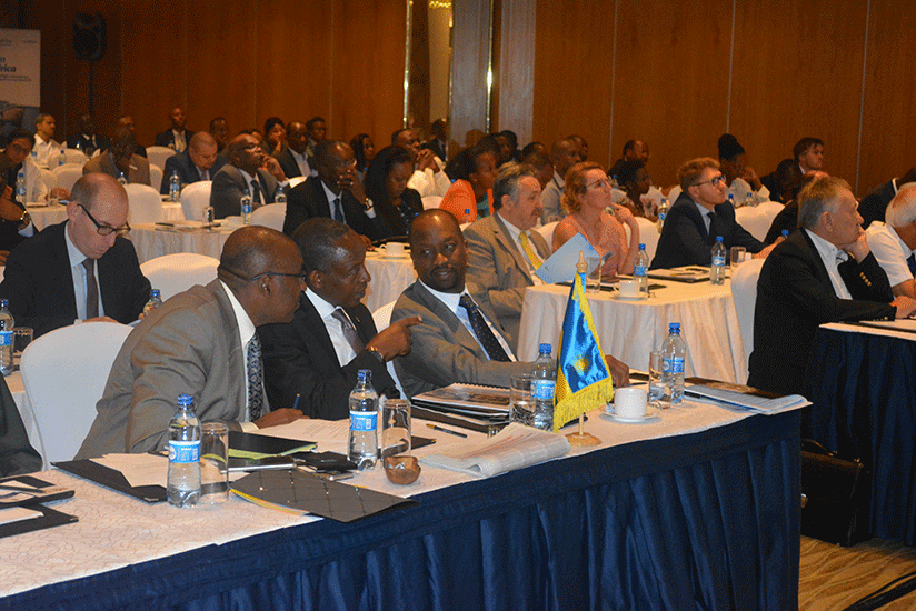 Participants follow presentation on ease of doing business in Rwanda