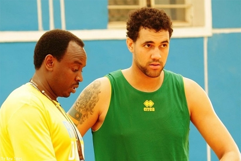 Head coach Moise Mutokambali talks to Bradley Cameroon during training. File.