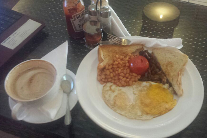 The authoru2019s breakfast plate at Magda. 