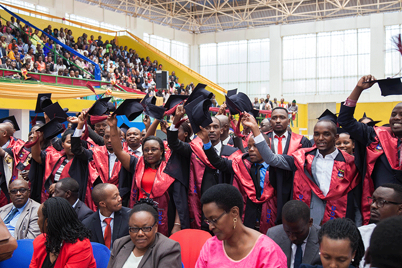 University of Kigali graduands celebrate during the graduation ceremony last week in Kigali. Nadege Imbabazi.