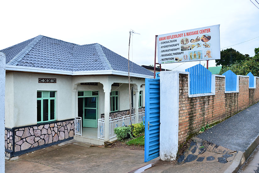 The premises of Amani Reflexiology Centre in Muhanga District. Inset, a flyer advertising the u2018wondersu2019 the MMS chemical mixture that Amazing Health Recovery House is alleg....