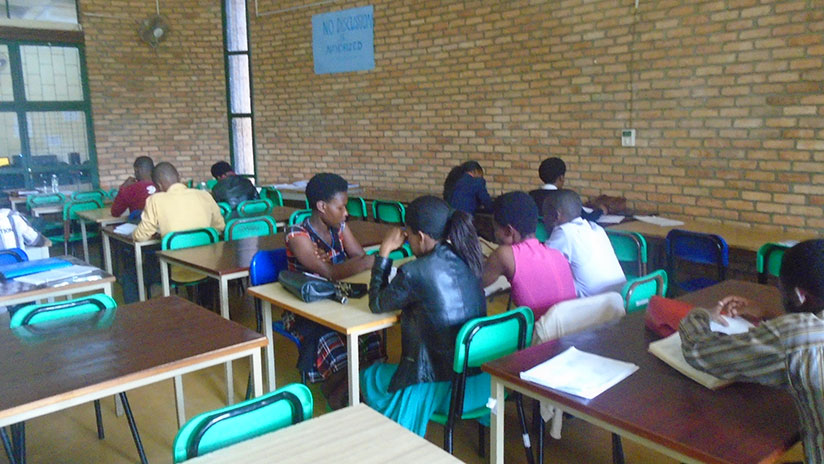 Students do revision in a library. Reading literature in English is one way to improve proficiency. / Lydia Atieno