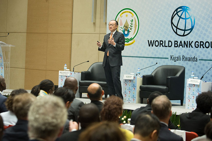 Dr Kim speaks during the meeting in Kigali yesterday. / Timothy Kisambira 