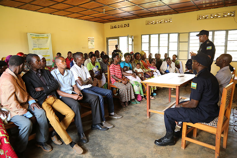 Residents of Kaniga in Gicumbi at the anti-drug sensitisation campaign. / Courtesy
