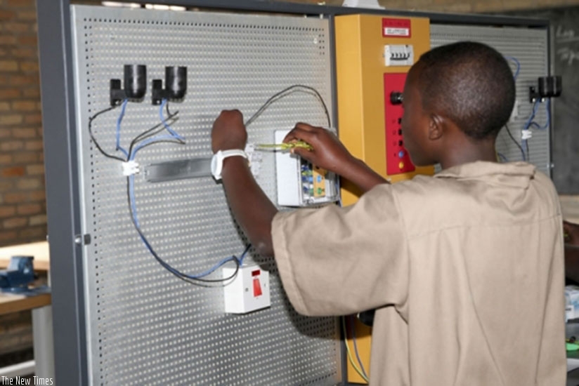 A trainee at IPRC-South doing electrical installation. File. 