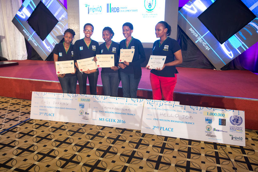 Ms Geek 2016 finalists pose with their rewards. This year's competition will include several African countries. / File
