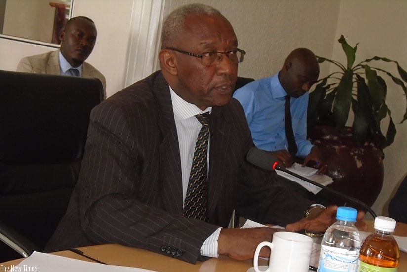 Prof. Mbanda addresses the meeting with members of NFPO yesterday. Steven Muvunyi.