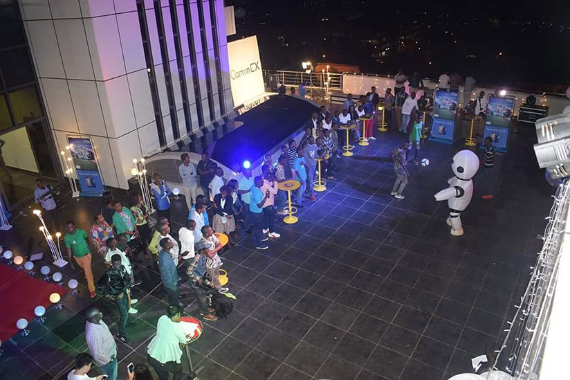 The Mr. Tecno robot entertains the revellers.