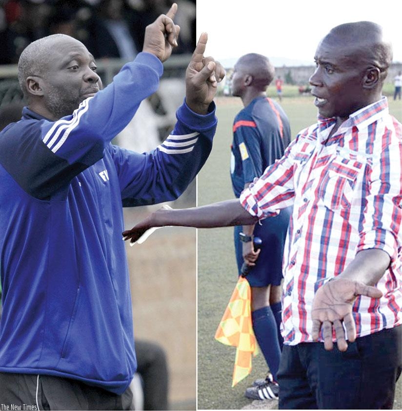 Nduhirabandi (R) has warned his players that they must improve their performance against Okoko's Gicumbi if the team is to avoid relegation. (S. Ngendahimana)