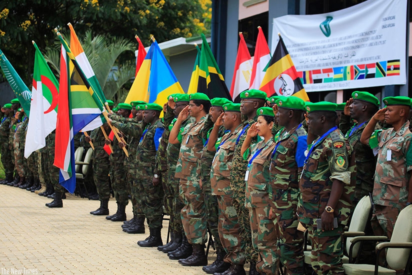 Utulivu Africa III participants salute the African Union anthem. (All photos by Sam Ngendahimana)