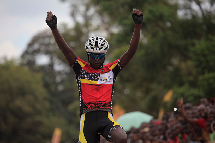 Jean-Bosco Nsengimana put on a stunning solo performance to win the inaugural Memorial Lambert Byemaire race. / Sam Ngendahimana