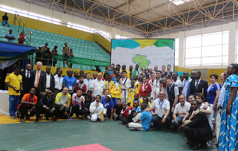 A group photo of all teams that participated in the two-day event after the closing ceremony on Sunday (Photos by Geoffrey Asiimwe)
