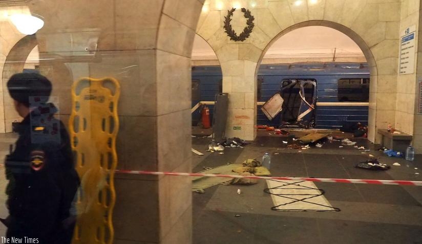 The damaged train doors seen on a photograph circulated widely on Twitter. 